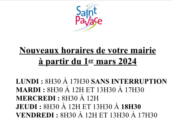 horaires mairie